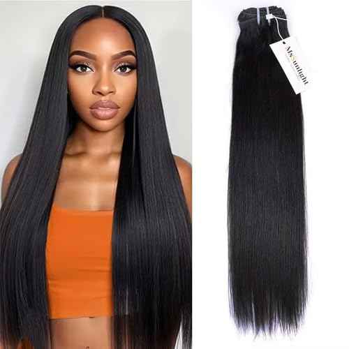 15A RAW Virgin Human Hair Bundle 100% Unprocessed Brazilian Straight Human Hair Extensions Weave Bundles NO.1 Quality One Direction Cuticles Raw Hair Extension Can Be Dyed Bleached Thick Ends 28 Inch