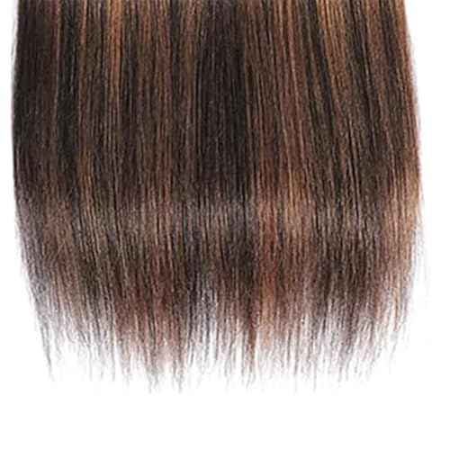 BilltiiWW Brown With Highlight P1B30 Straight Bundles 1B and Light Brown Straight Bundles two tone Brazilian Hair Extensions Soft and Silky for Women 12 14 16 Inch