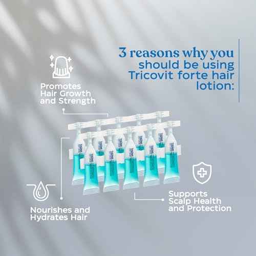 Tricovit Forte Hair Lotion - Hair Growth Serum With Androgen and DHT Blockers For Thinning Hair - Promotes Stronger, Thicker Hair For Men and Women - 5 Ampoules