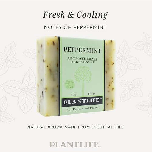 Plantlife Peppermint 3-pack Bar Soap - Moisturizing and Soothing Soap for Your Skin - Hand Crafted Using Plant-Based Ingredients - Made in California 4oz Bar