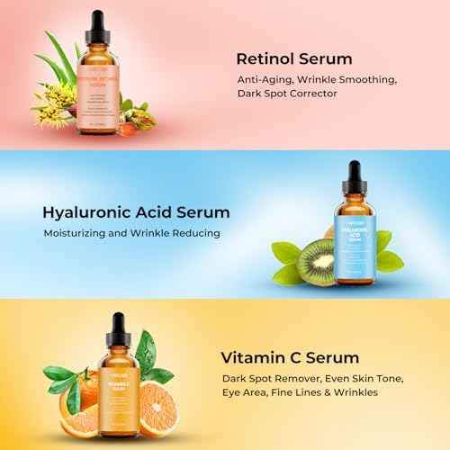 Facial Skin Care Set? Retinol Serum, Vitamin C & Hyaluronic Acid for Face ? Anti Aging Face Serum Set for Women ? Firm, Wrinkle Smoothing, Dark Spot Corrector, Brighten Dullness