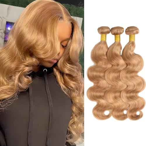 Honey Bundles Brown Human Hair Body Wave 16 18 20 Inch Body Wave Human Hair Weave 3 Bundles Silky Hair Bundles Brazilian 3 Bundles Human Hair Extensions for Women Deals 27 Color Bundles