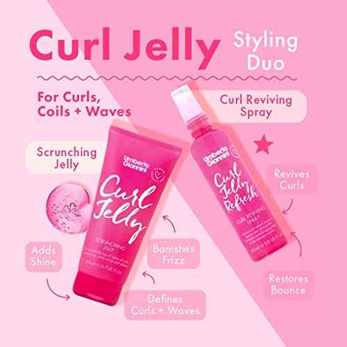 Umberto Giannini Curl Jelly Styling Trio Set - Curl Scrunching Jelly, Curl Jelly Refresh and Curl Jelly Shine Leave In Curl Conditioner, White