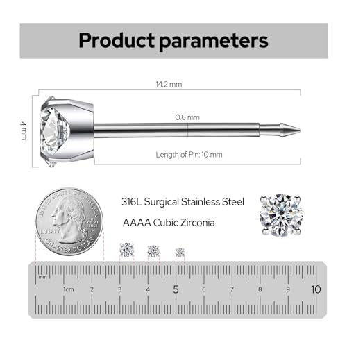Ear Piercing Kit, Disposable Ear Piercing Gun Kit, 316L Surgical Stainless Steel 4mm Prong Set Cubic Zirconia Stud, At Home Self Ear Piercer Kit with Birthstone Earrings Stud (Amethyst)