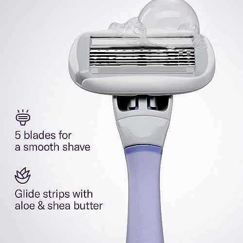 Flamingo Shaving Razor Set for Women - Original Razor Handle, 2 Blade Refills, Foaming Shaving Gel, and Shower Holder - Lilac
