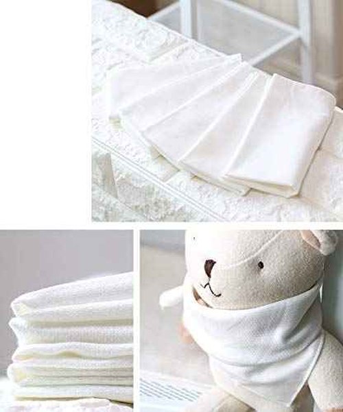Angel-in-Moms [10 Packs] Organic Cotton Cloth Soft Muslin Gauze Handkerchief Washcloths, Wide Size 14 inch x 14 inch, Facial Cleansing Cloths, Hankies Makeup Remover Towel (Organic Embossing)