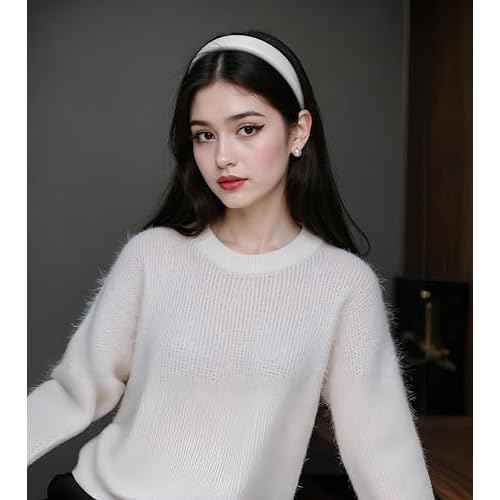 Headbands for Women Girls comfortable leather Fashion Hair Accessories Wide Head Bands Set Cute Non Slip Headband Pack in Brown Black White Trendy Styles for Fall Winter Wear