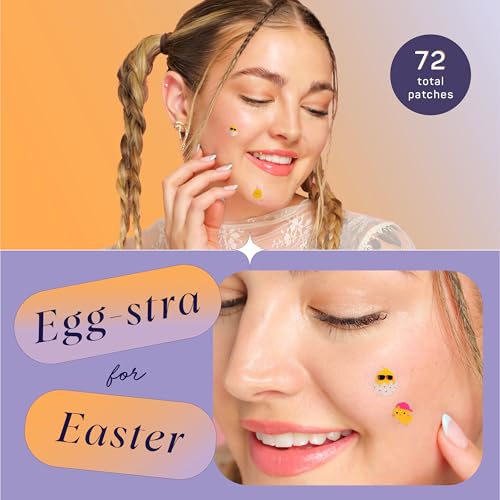 Spalife So Eggstra & Spring Chick Pimple Patch Duo ? Hydrocolloid Easter Pimple Patches ? Overnight for Acne, Spots, Redness ? Cute Easter Skincare Gifts ? Bundle of 72 Assorted Patches