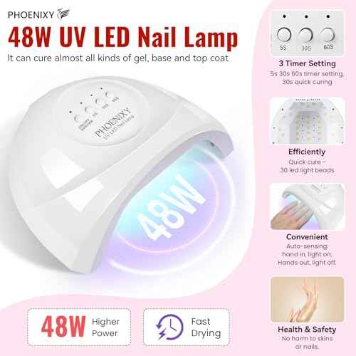 PHOENIXY 71 Pcs Gel Nail Polish Kit with U V Light, 55 Colours Gel Polish with 5 Pcs Base Top Coat Manicure Starter Nail Polish Set Christmas Gifts for Women ST9018