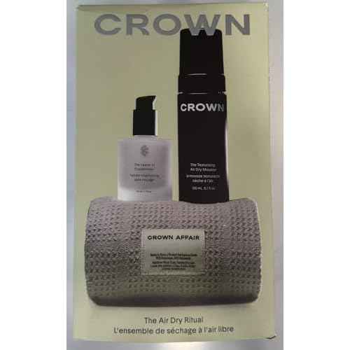 Crown Affair The Air Dry Ritual ? 3-Piece Hair Care Set with Leave-In Conditioner (1.7 fl. oz), Texturizing Air Dry Mousse (5.1 fl. oz), and Microfiber Hair Towel