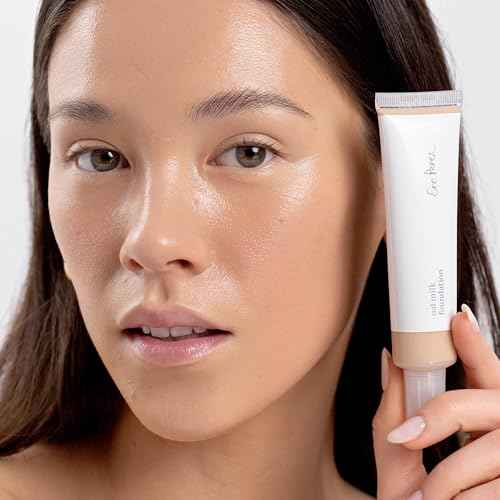 Ere Perez - Natural Oat Milk Liquid Foundation | Breathable, Buildable, Med-Full Coverage | Peach Extract, Vitamin E | Vegan, Cruelty-Free, Clean Beauty (Malt | light neutral, 1fl oz | 30mL)
