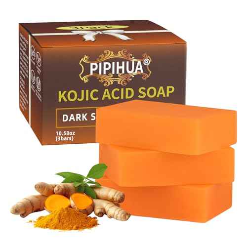 PIPIHUA Kojic Acid Soap - Turmeric Soap with Turmeric & Lemon & Collagen & Hyaluronic Acid & Glutathione