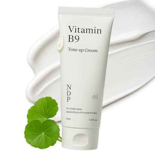 NDP Vitamin B9 Tone-up Cream, Silicone Free Face Primer for Pore Minimizing, 95% Pure Cica Extract, Breathable Skin Formula, Glass Skin & Lightweight, V-Cream Clean K-Beauty (65ml / 2.19 Fl Oz)