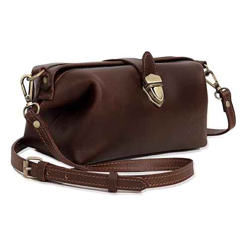 Premium Leather Cosmetic Bag for Women ? Large Capacity Travel Makeup Organizer Pouch with Handle & Shoulder Strap, Vanity Makeup Case, Durable Leather Bag & Cosmetic Organizer For Travel - Brown