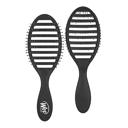 Wet Brush Speed Dry Hair Brush, Black - Vented Design & Ultra Soft HeatFlex Bristles Are Blow Dry Safe With Ergonomic Handle Manages Tangle and Uncontrollable Hair - Pain-Free Hair (Pack of 2)