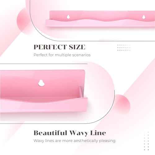 YMVV 6 Pack Nail Polish Wall Mounted Shelf,15 Inch Nail Polish Floating Shelves for 66-90 Bottles Multi-Purpose,Ideal Gift, Great Display for Salons Retailers,Pink