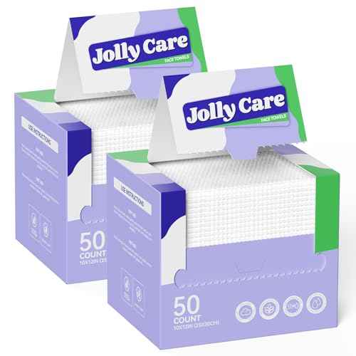 Disposable Face Towels, 10"¡¿12" XL Face Towelette Disposable, Soft Makeup Remover Dry Wipes, Thick Facial Tissue for Women Cleansing, Skin Care, 50 Count (2 Pack)