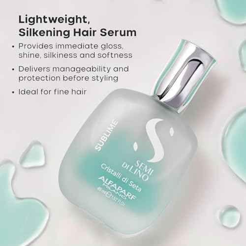 Alfaparf Milano Semi Di Lino Sublime Cristalli Di Seta - Finishing + Smoothing Serum for Fine Hair - Nourishing Hair Oil to Protect & Add Shine - Professional Hair Care (1.52 oz / 45 ml)