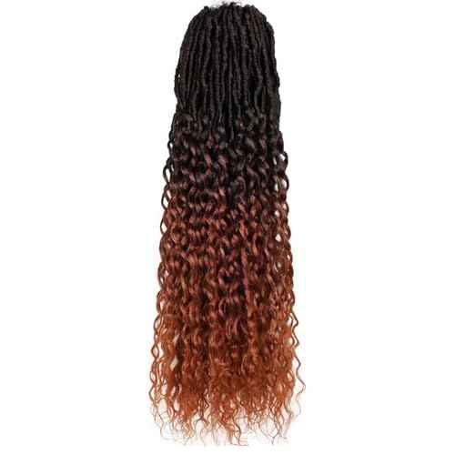 Deep Faux Locs Crochet Hair 30 Inch 8 Packs Goddess Locs Crochet Hair T350 Soft Loc Faux Loc Crochet Braids with Curly Ends Prelooped Deep Wave Croceht Braids for Black Women(Black mixed Ginger)