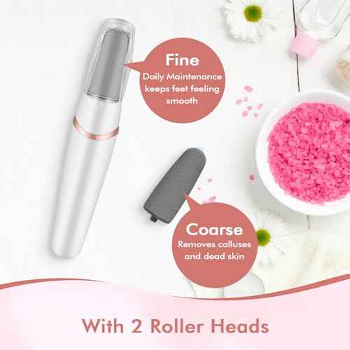 Electric Foot File and Callus Remover,Professional Pedicure Tools for Dry, Calluses, Dead, Cracked, Hard Skin,Equipped with 2 Grinding Heads and 1 Cleaning Brush