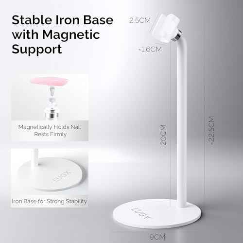 L'UGX Magnetic Handheld uv Light for Gel Nails Stand ? 360¡Æ Rotating Iron Base Holder, Strong Magnetic Mount for Gel Nail Dryer Pen,Detachable Support for Manicure Table or Salon Use