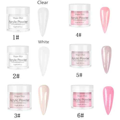 Acrylic Nail Kit with liquid Monomer,6 colors Glitter Acrylic powder UV Lamp for Beginners with Everything Nail Supplies (White)