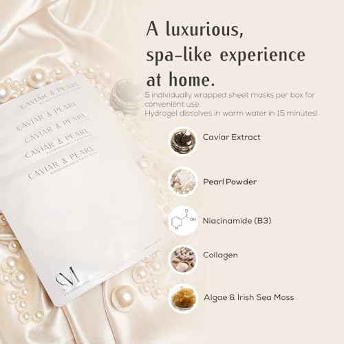 CSM Caviar & Pearl Face Mask ? Luminous Hydrated Skin ? Reduces Fine Lines & Wrinkles, Brightens Complexion, and Strengthens Skin Barrier ? 5 Individually-Wrapped Masks