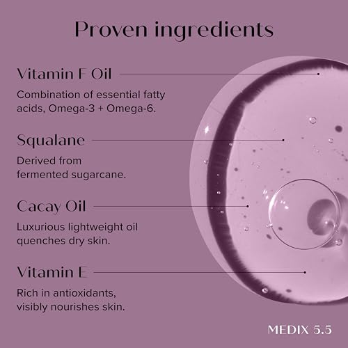 MEDIX Body & Face Moisturizer 20% Vitamin F Oil Hydrating Body Booster & Face Serum | Concentrated Vitamin F + Vitamin E Oil Super Serum For Skin Barrier | Crepey Skin Treatment, 1.7 Fl Oz