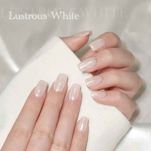 GAOY White Pearl Chrome Nail Powder, Mirror Effect Shimmer Glitter Pigment Mermaid Aurora Nail Art Decorations, Lustrous White
