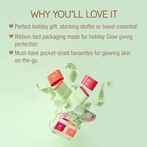 Pixi Beauty On-the-Glow Mini Blush Duo Holiday Ornament Gift Set | 2X Petite Size On-the-Glow Blush Sticks | Shades Ruby and Juicy