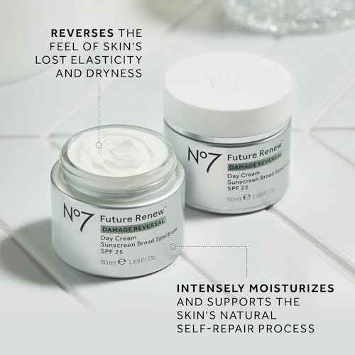 No7 Future Renew Damage Reversal Face Cream with SPF 25 - Anti Aging Face Moisturizer with Skin Firming Benefits - Formulated with Peptide Technology to Protect, Repair & Intensely Hydrate (1.69 Oz)