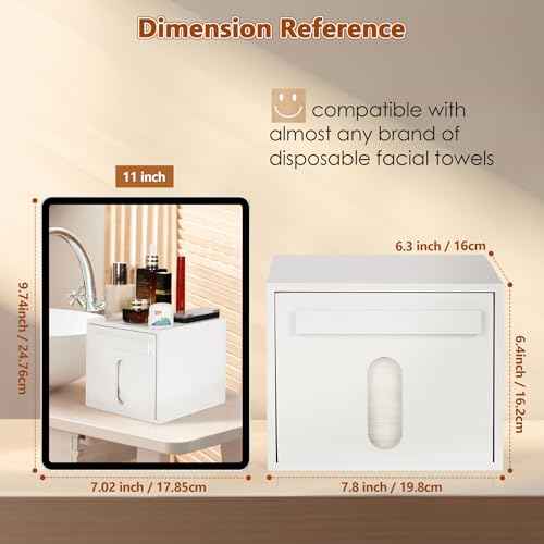 Disposable Face Towel Holder Bamboo Storage Box, Facial Towels Container Box with Drawer, Clean Towel XL Organizer for Bathroom(Excluding Facial Towels)
