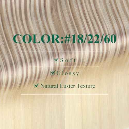 Easyouth Human Hair Extensions Tape in Blonde Ombre Tape in Hair Extensions Human Hair Ash Blonde Balayage Platinum Blonde Hair Extension Tape ins Daily Wear 22Inch 20pcs 50g Seamless Hair Extension