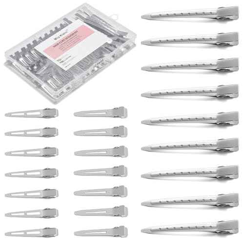 Metal Hair Clips For Women Styling 60-Piece Set | Silver Duckbill Clips with Storage Box | 3 Sizes (3.5"/1.81"/1.77") for Hair Styling, Roller Setting, Salon Use & DIY Crafts