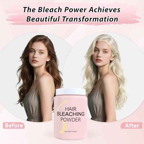 Hair Bleach Powder, Professional Lightening Bleach for Hair, Strong & Gentle Bleach Powder for Hair, Lift Up to 8 Levels, Perfect for DIY Blonde Highlights & Lightening (500g/17.64 oz)