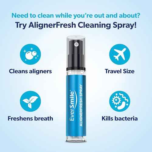 EverSmile AlignerFresh Cleaning Spray for Invisalign and All Clear Aligners and Retainers ? On-the-Go Cleaning & Teeth Whitening, Kills Bacteria, Fights Bad Breath ? Mint Flavor, 10ml (6 Pack)