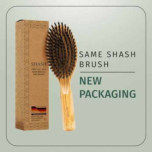 SHASH Everyday 100% Boar Bristle Hair Brush - Made in Germany | Suitable For Thin To Normal Hair, Firm, and Naturally Conditioning | Enhance Texture, Exfoliate, and Stimulate the Scalp