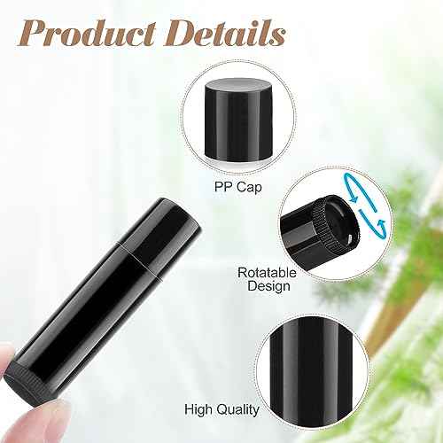 100 Pcs 5g Plastic Lipstick Tube Empty Black Lip Balm Tubes Containers Lip Gloss Storage Container Holder with Caps for DIY Lip Balm Cosmetic