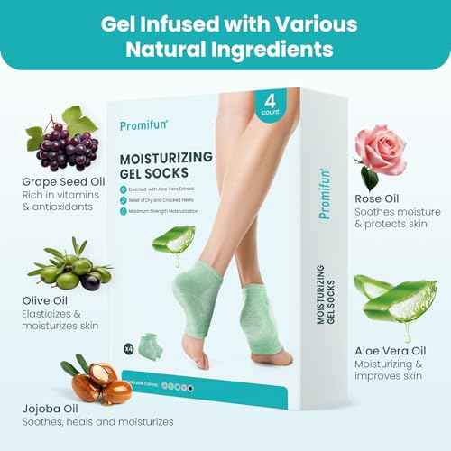 Moisturizing Heel Socks for Cracked Heel Treatment - Promifun 2 Pairs Moisturizer Socks - Heel Socks for Dry Cracked Feet - Cracked Heel Repair - Heel Socks for Women & Men (Green)