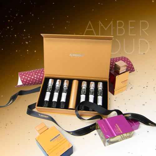 Al Haramain Discovery Collection - Amber Oud for Unisex Adult - 6 Pc Mini Gift Set 0.33oz Amber Oud,Perfume Atomiser