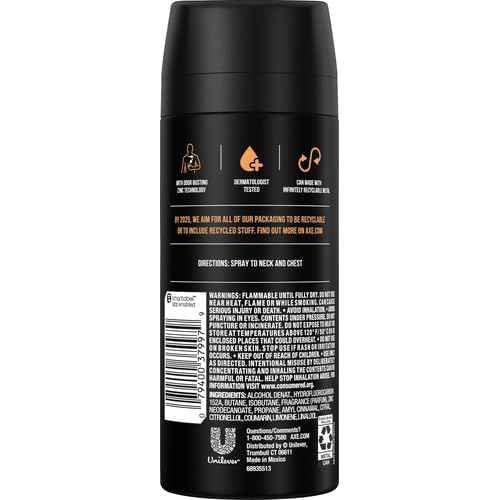 AXE Dark Temptation Body Spray Deodorant for Men, 4 Oz, Pack of 6
