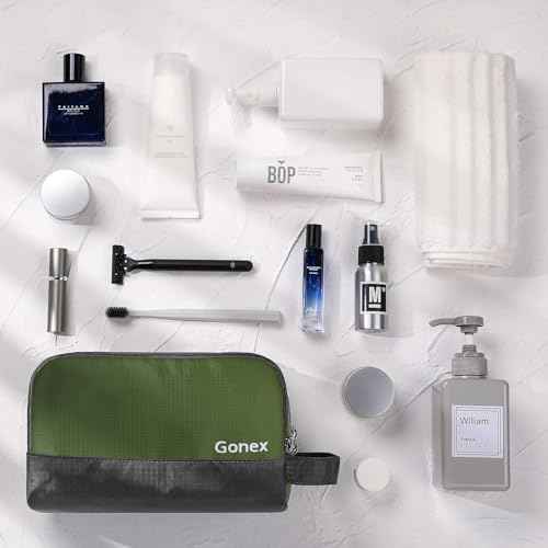 Gonex Travel Toiletry Bag Nylon, Shaving Bag Toiletry Organizer Olive Green