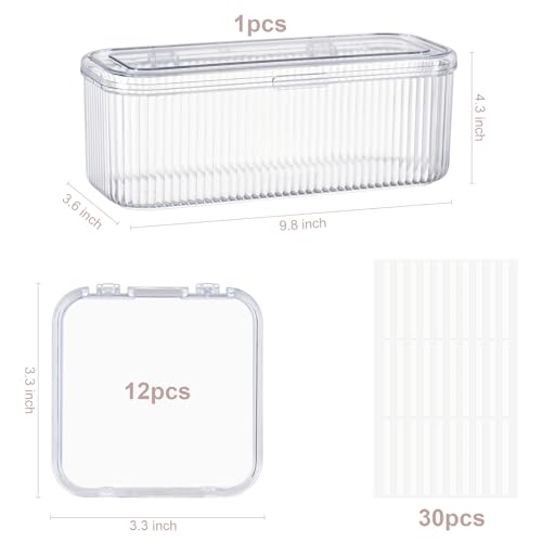 Press On Nail Orgnizer 12pcs 3.3inch Clear nail storage box and 1 large storage box for Press On Nail Packaging and fake Nail Storage Nail Display with double sided tape.