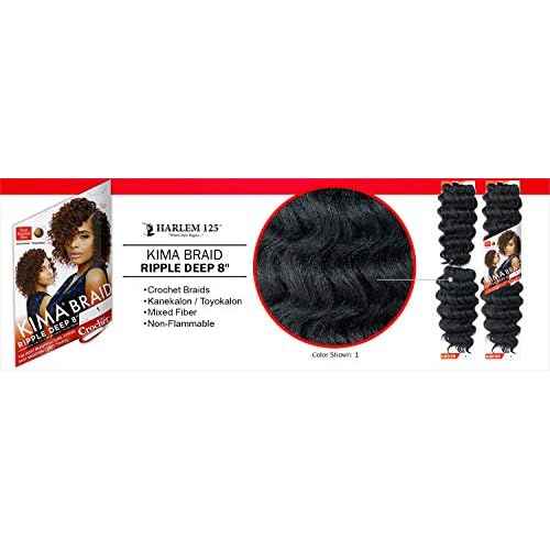 MULTI PACK DEALS! Harlem125 Synthetic Hair Braids Kima Braid Ripple Deep 8" (4-PACK, 1B)