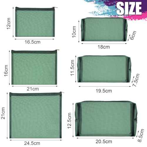 6 Pieces Mesh Makeup Bags Mesh Cosmetic Bag Portable Travel Organizing Zipper Pouch Toiletries Makeup Pouches for Home Office Travel Accessories
