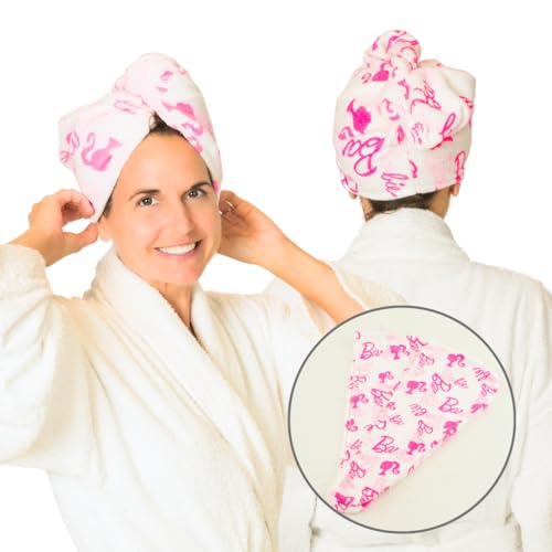 Franco Barbie 2-Pack Microfiber Hair Towel Wrap Turban for Bath/Beauty/Travel for Straight, Wavy & Curly Hair (Officially Licensed Product)