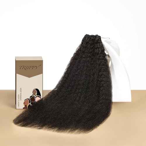 TRIIPPY Kinky Straight Bundles Human Hair,100% Real Raw Cambodian 4C/4A Blowout Hair Sew-In Weave Single Bundle,Triple The Lifespan Over Regular Virgin Hair,No.1 Raw Hair Brand On Amazon(20 Inch)