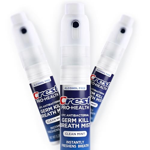 Crest Pro-Health | Portable Alcohol-Free CPC Mist with Clean Mint Flavor | Instant Fresh Breath - 3 Count (0.24oz/7ml) Breath Spray