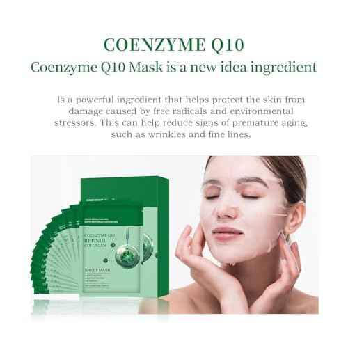 Pack of 10 Collagen Face Mask, Face Masks Skincare with Coenzyme Q10 Retinol Anti Aging Facial Masks Skin Care Hydrating Face Beauty Care Masks for Deep Repairing and Moisturizing Anti Wrinkles
