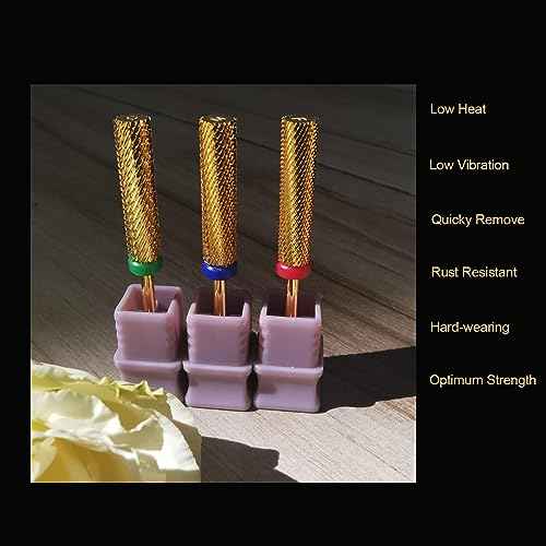 Nail Drill Bit, CORFULRA Super Long Barrel Nail Bit Carbide Tungsten Drill Bit for Nails, Upgrade Professional Advanced bit for Removing Acrylic Nails. Nail Tech Mush Haves (Gold, F)